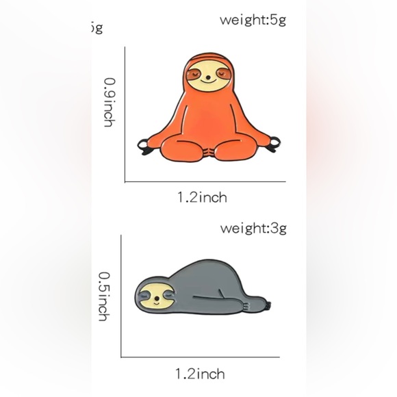 New pair of Sloth Pins- meditating and sleeping sloth - Picture 4 of 4